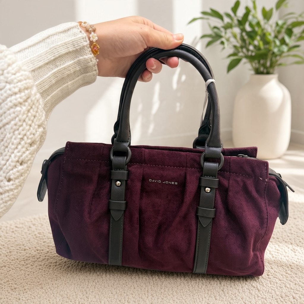 David Jones Μπορντό Suede Look με Λουράκι Χιαστί