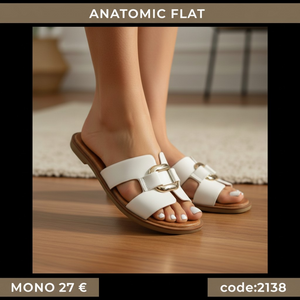 Flat σανδάλια με χρυσή αγκράφα-2138