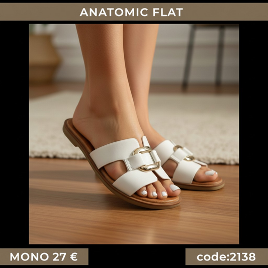 Flat σανδάλια με χρυσή αγκράφα-2138