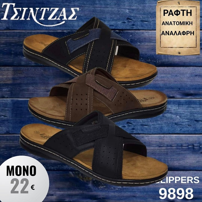 Men's criss-cross slippers with anatomical bottom - 9898 