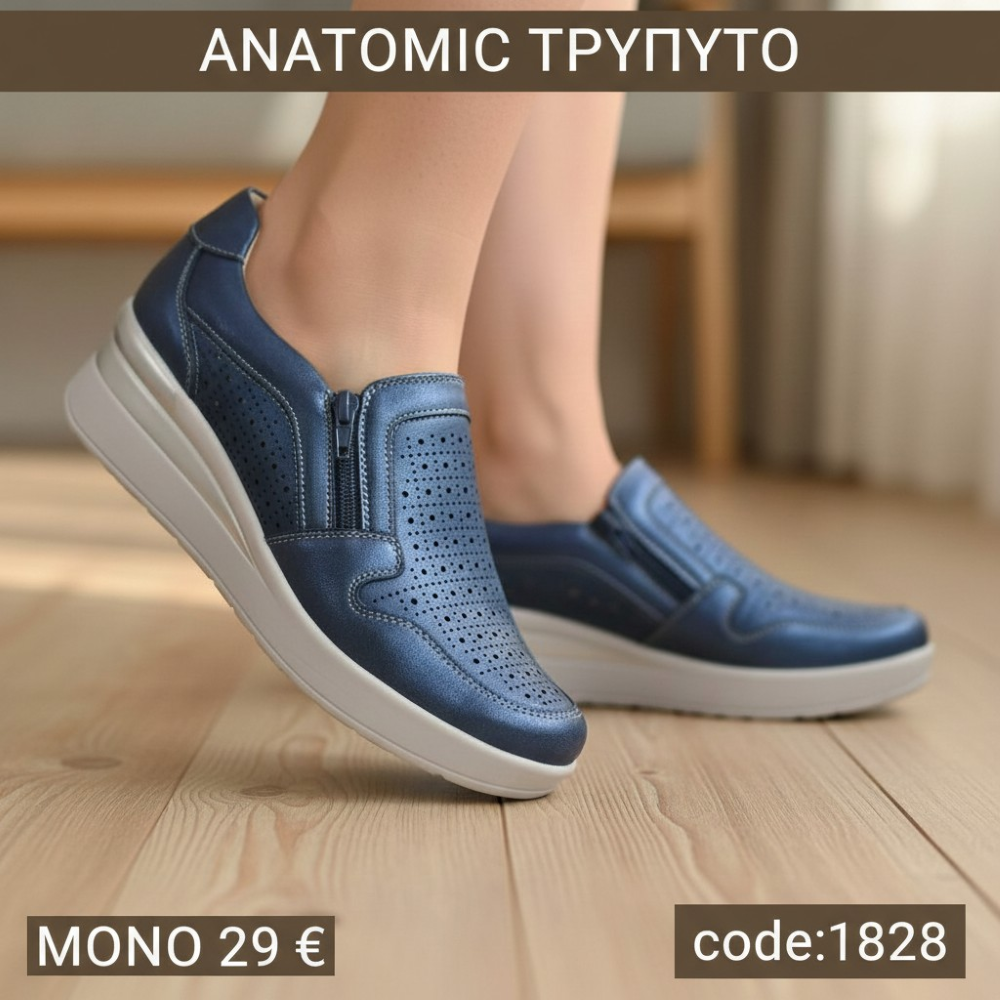 Ανατομικό Τρυπητό Παπούτσι με Φερμουάρ-1828
