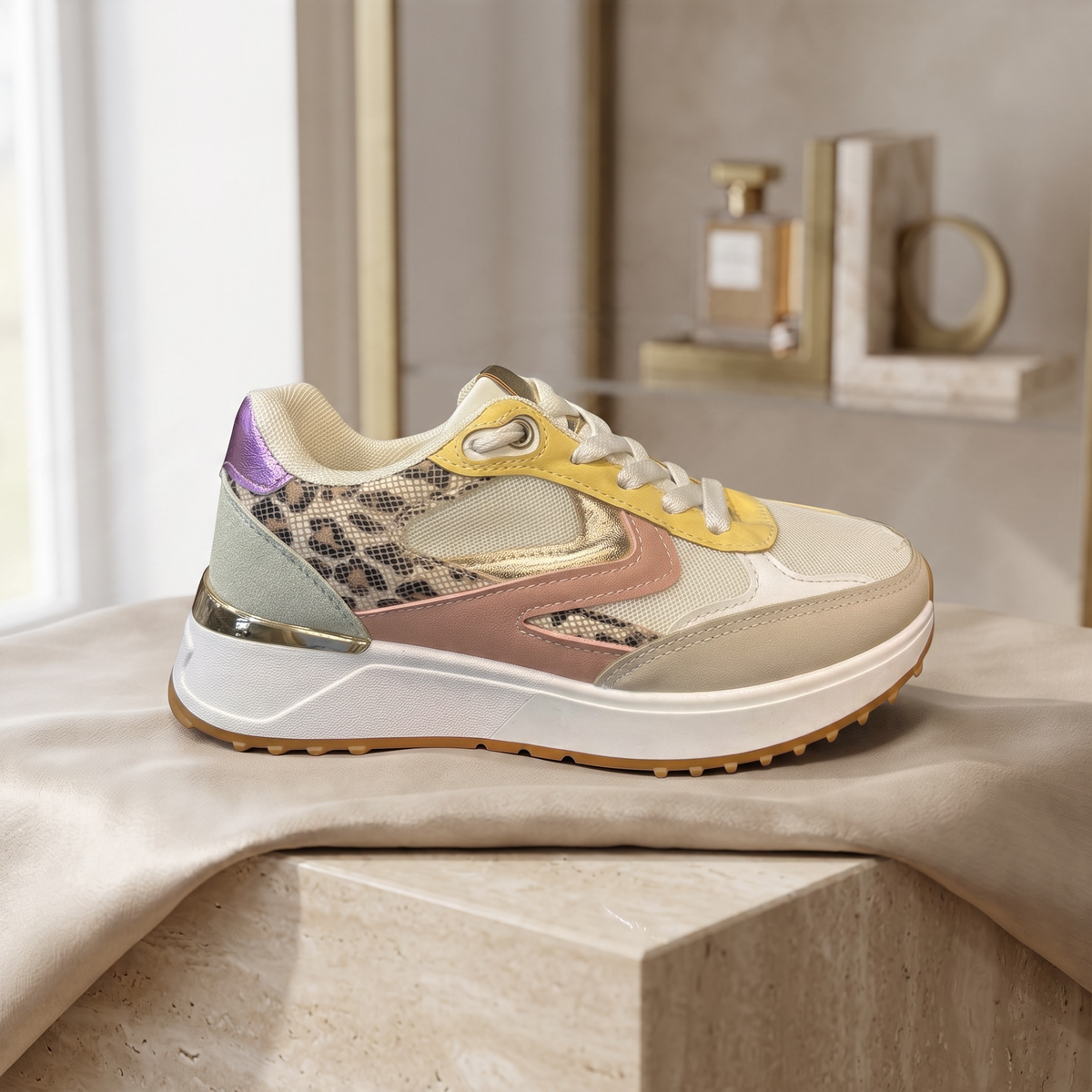 Γυναικεία Sneakers με Λεοπάρ & Πολύχρωμες Λεπτομέρειες – 1066