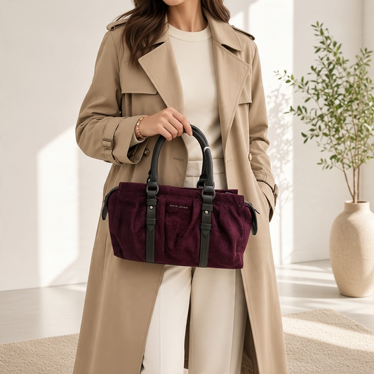 David Jones Μπορντό Suede Look με Λουράκι Χιαστί