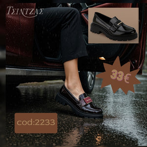 Loafers λουστρίνι με ανατομικό πάτημα και εντυπωσιακή αγκράφα - 2233