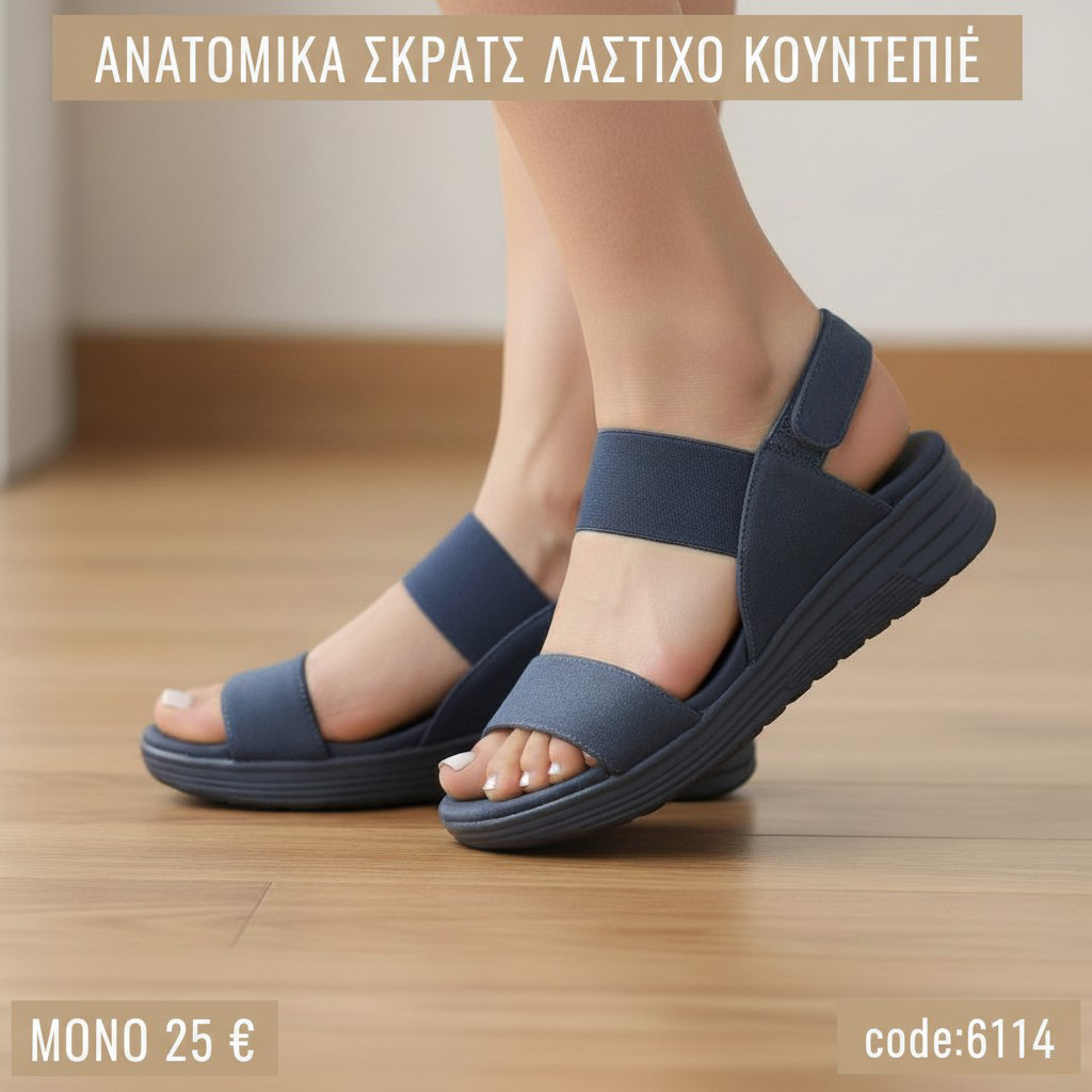 Πέδιλα ανατομικά με λάστιχο στο κουντεπιέ και σκράτς - 6114