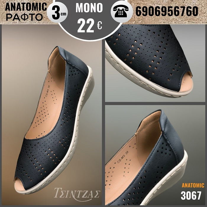 Peep toe stitched with anatomical press - 3067