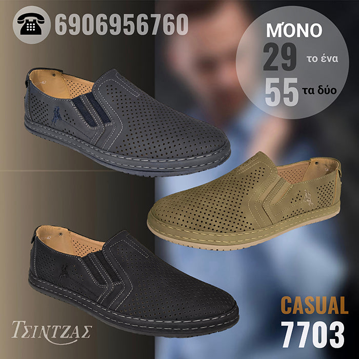 Men's shoes with modern perforated design - 7703