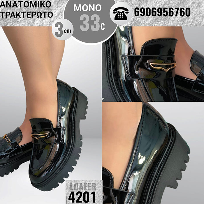 Loafers with sole and gold unique detail - 4201